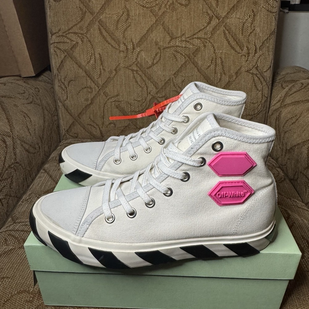 2013 Off-White Vulcanized High-Top White Fuchsia Men's US Size 8.5‎ EU 42